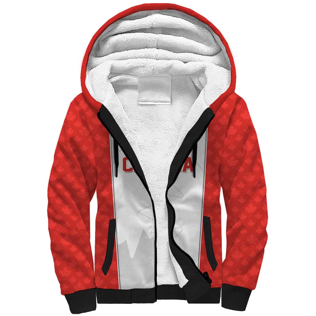 World Football 2026 Canada Custom Sherpa Hoodie Maple Leaf Seamless Pattern - Wonder Print Shop