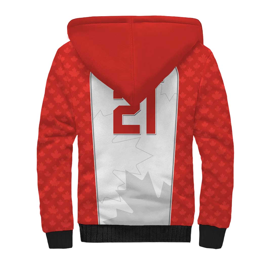 World Football 2026 Canada Custom Sherpa Hoodie Maple Leaf Seamless Pattern - Wonder Print Shop