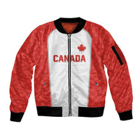 World Football 2026 Canada Custom Sleeve Zip Bomber Jacket Maple Leaf Seamless Pattern - Wonder Print Shop