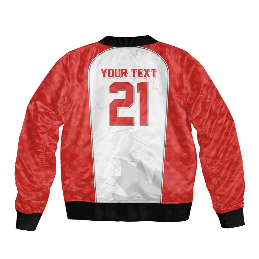 World Football 2026 Canada Custom Sleeve Zip Bomber Jacket Maple Leaf Seamless Pattern - Wonder Print Shop