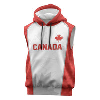 World Football 2026 Canada Custom Sleeveless Hoodie Maple Leaf Seamless Pattern - Wonder Print Shop