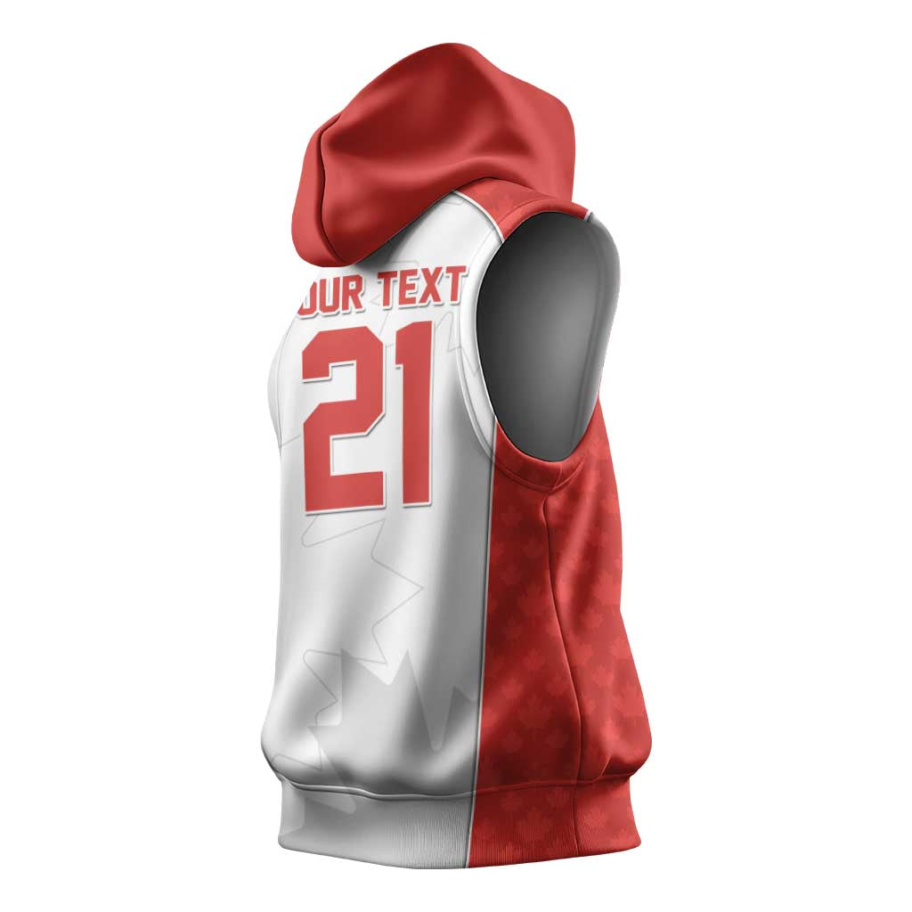 World Football 2026 Canada Custom Sleeveless Hoodie Maple Leaf Seamless Pattern - Wonder Print Shop
