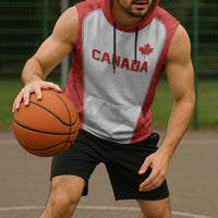 World Football 2026 Canada Custom Sleeveless Hoodie Maple Leaf Seamless Pattern - Wonder Print Shop