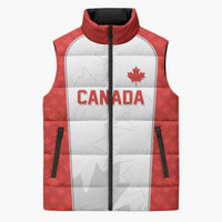 World Football 2026 Canada Custom Sleeveless Puffer Jacket Maple Leaf Seamless Pattern - Wonder Print Shop