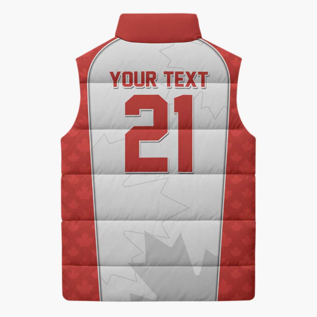 World Football 2026 Canada Custom Sleeveless Puffer Jacket Maple Leaf Seamless Pattern - Wonder Print Shop