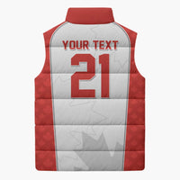 World Football 2026 Canada Custom Sleeveless Puffer Jacket Maple Leaf Seamless Pattern - Wonder Print Shop