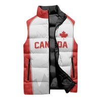 World Football 2026 Canada Custom Sleeveless Puffer Jacket Maple Leaf Seamless Pattern - Wonder Print Shop