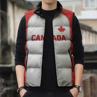 World Football 2026 Canada Custom Sleeveless Puffer Jacket Maple Leaf Seamless Pattern - Wonder Print Shop