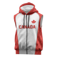 World Football 2026 Canada Custom Sleeveless Zip Hoodie Maple Leaf Seamless Pattern - Wonder Print Shop