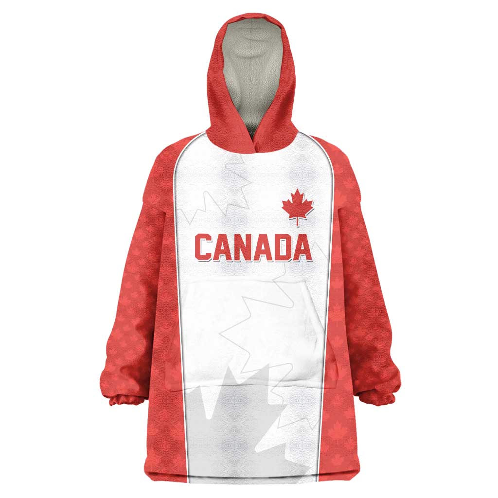World Football 2026 Canada Custom Wearable Blanket Hoodie Maple Leaf Seamless Pattern - Wonder Print Shop