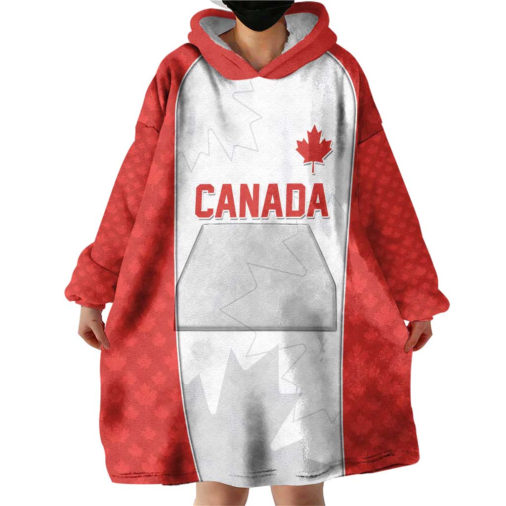 World Football 2026 Canada Custom Wearable Blanket Hoodie Maple Leaf Seamless Pattern - Wonder Print Shop