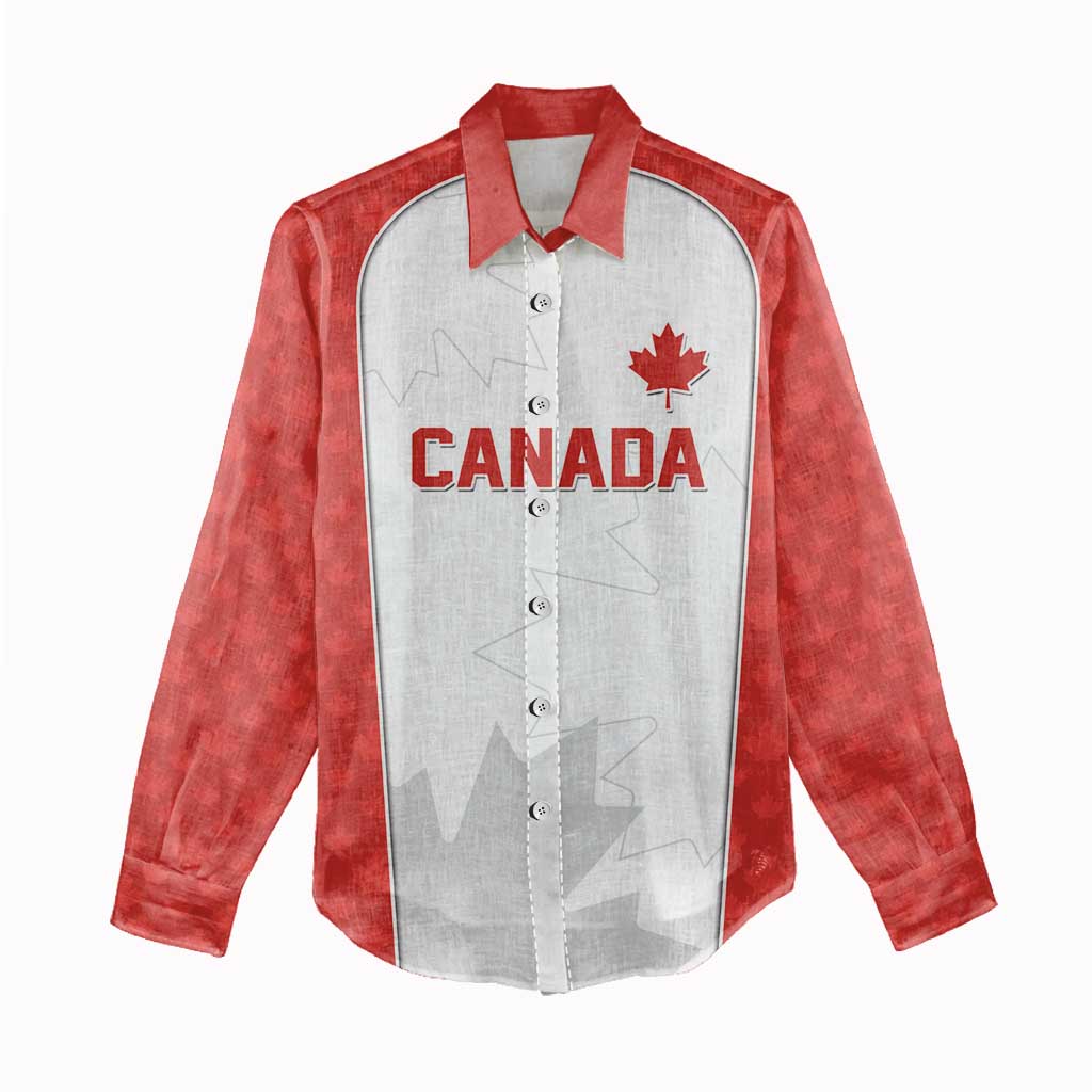 World Football 2026 Canada Custom Women Casual Shirt Maple Leaf Seamless Pattern - Wonder Print Shop