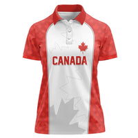 World Football 2026 Canada Custom Women Polo Shirt Maple Leaf Seamless Pattern - Wonder Print Shop