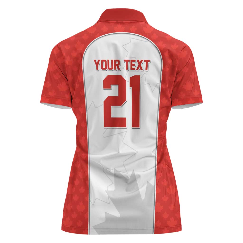 World Football 2026 Canada Custom Women Polo Shirt Maple Leaf Seamless Pattern - Wonder Print Shop