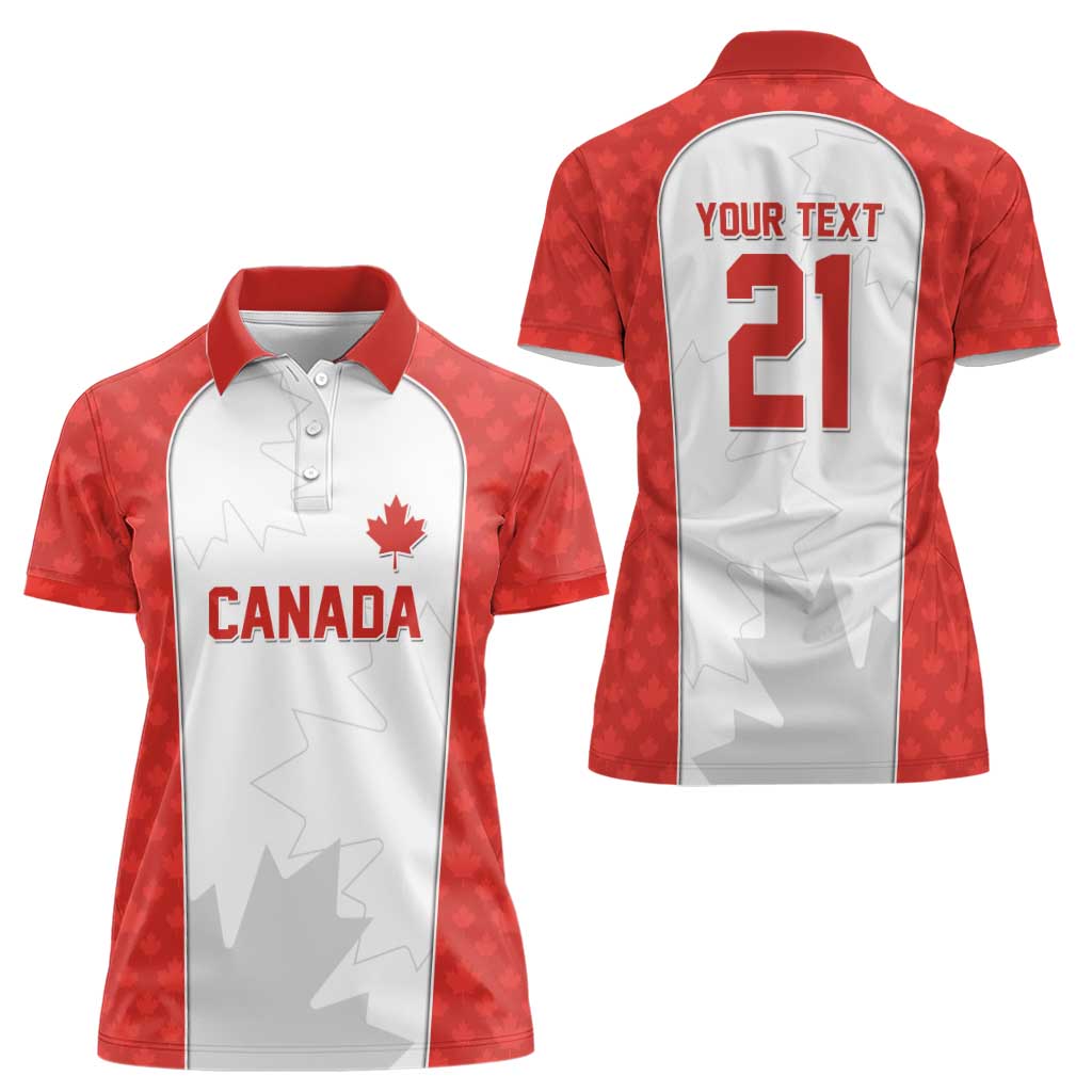 World Football 2026 Canada Custom Women Polo Shirt Maple Leaf Seamless Pattern - Wonder Print Shop