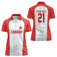 World Football 2026 Canada Custom Women Polo Shirt Maple Leaf Seamless Pattern - Wonder Print Shop