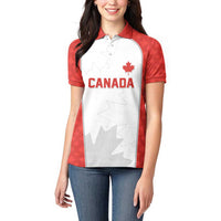 World Football 2026 Canada Custom Women Polo Shirt Maple Leaf Seamless Pattern - Wonder Print Shop
