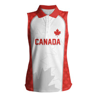 World Football 2026 Canada Custom Women Sleeveless Polo Shirt Maple Leaf Seamless Pattern - Wonder Print Shop