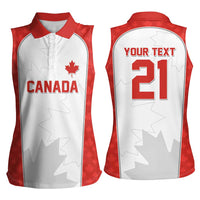 World Football 2026 Canada Custom Women Sleeveless Polo Shirt Maple Leaf Seamless Pattern - Wonder Print Shop