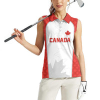 World Football 2026 Canada Custom Women Sleeveless Polo Shirt Maple Leaf Seamless Pattern - Wonder Print Shop