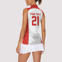 World Football 2026 Canada Custom Women Sleeveless Polo Shirt Maple Leaf Seamless Pattern - Wonder Print Shop