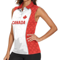 World Football 2026 Canada Custom Women Sleeveless Polo Shirt Maple Leaf Seamless Pattern - Wonder Print Shop