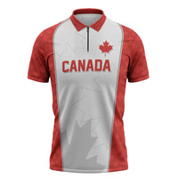 World Football 2026 Canada Custom Zipper Polo Shirt Maple Leaf Seamless Pattern - Wonder Print Shop