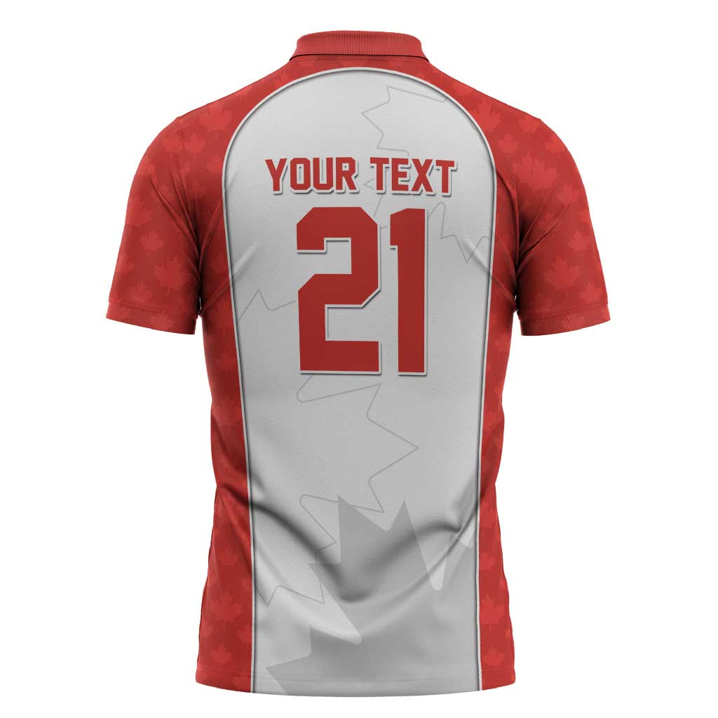 World Football 2026 Canada Custom Zipper Polo Shirt Maple Leaf Seamless Pattern - Wonder Print Shop