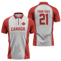 World Football 2026 Canada Custom Zipper Polo Shirt Maple Leaf Seamless Pattern - Wonder Print Shop
