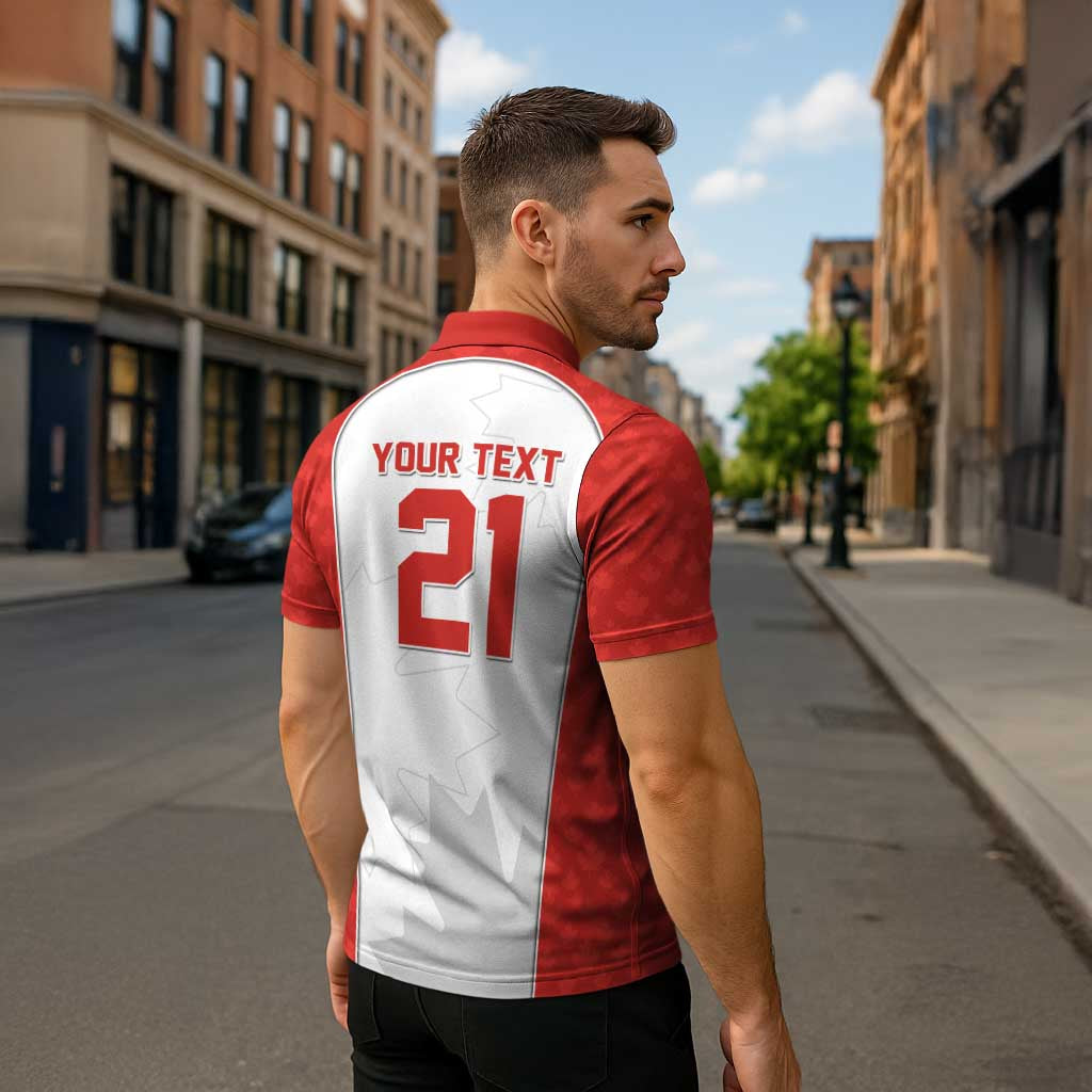 World Football 2026 Canada Custom Zipper Polo Shirt Maple Leaf Seamless Pattern - Wonder Print Shop
