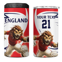 England Lion Mascot Cricket Custom 4 in 1 Can Cooler Tumbler Unique Pattern