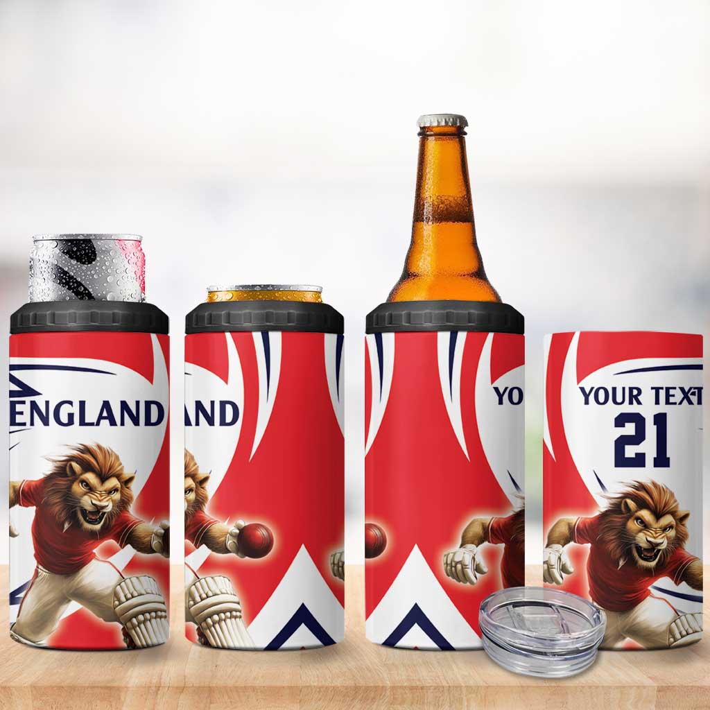 England Lion Mascot Cricket Custom 4 in 1 Can Cooler Tumbler Unique Pattern