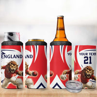 England Lion Mascot Cricket Custom 4 in 1 Can Cooler Tumbler Unique Pattern