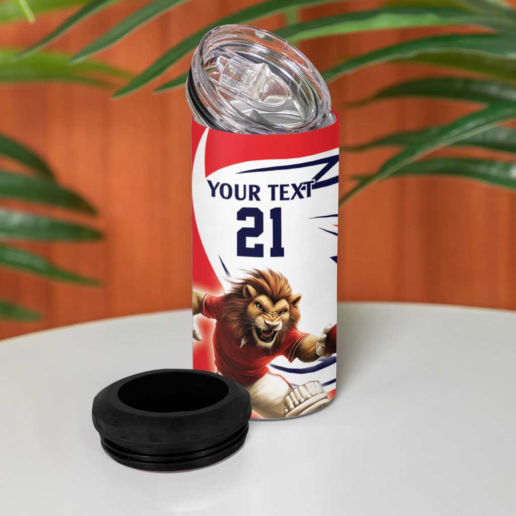 England Lion Mascot Cricket Custom 4 in 1 Can Cooler Tumbler Unique Pattern