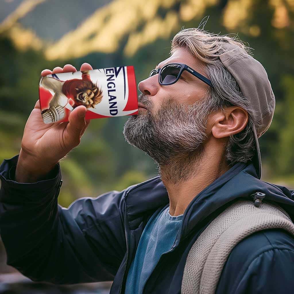 England Lion Mascot Cricket Custom 4 in 1 Can Cooler Tumbler Unique Pattern