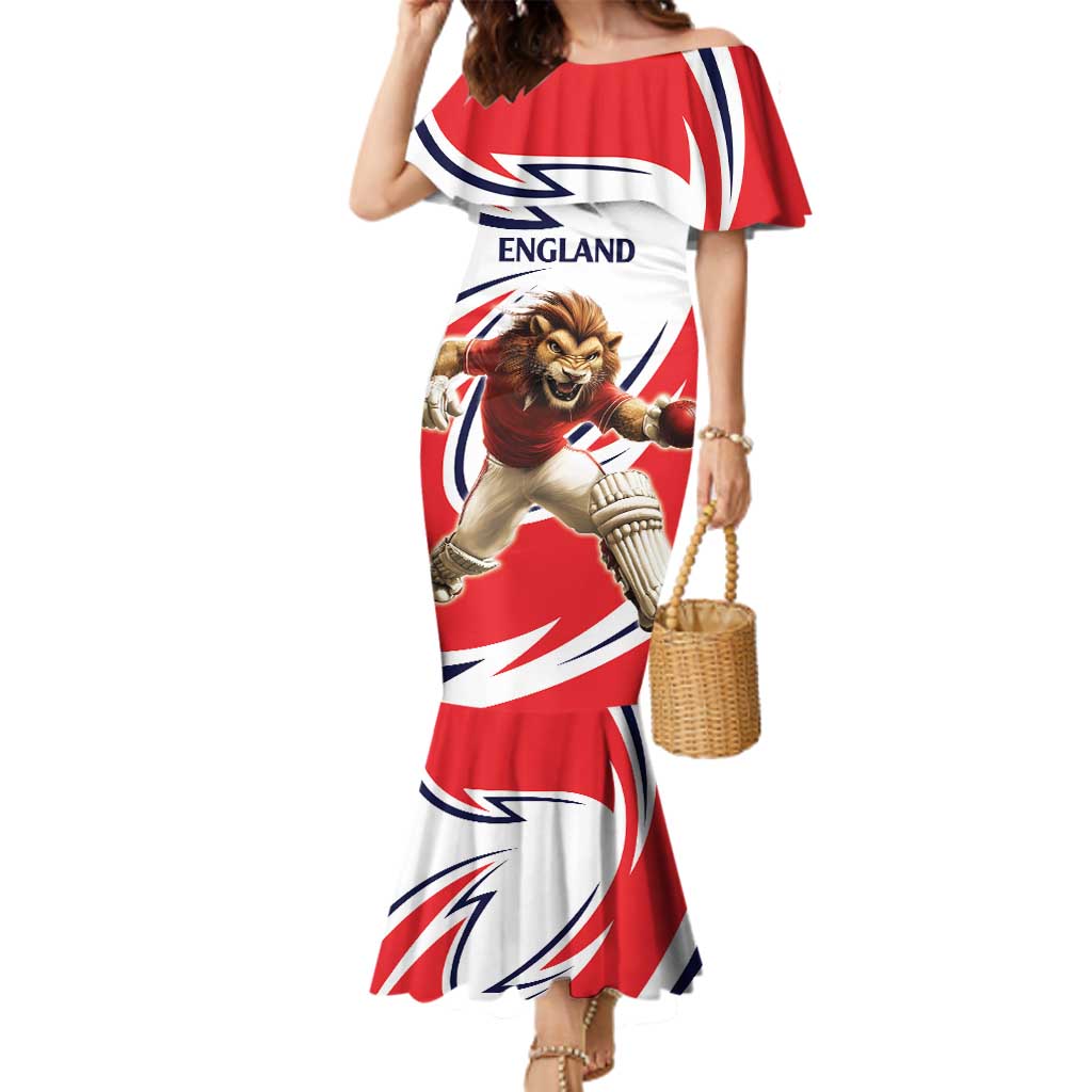 England Lion Mascot Cricket Custom Family Matching Mermaid Dress and Hawaiian Shirt Unique Pattern