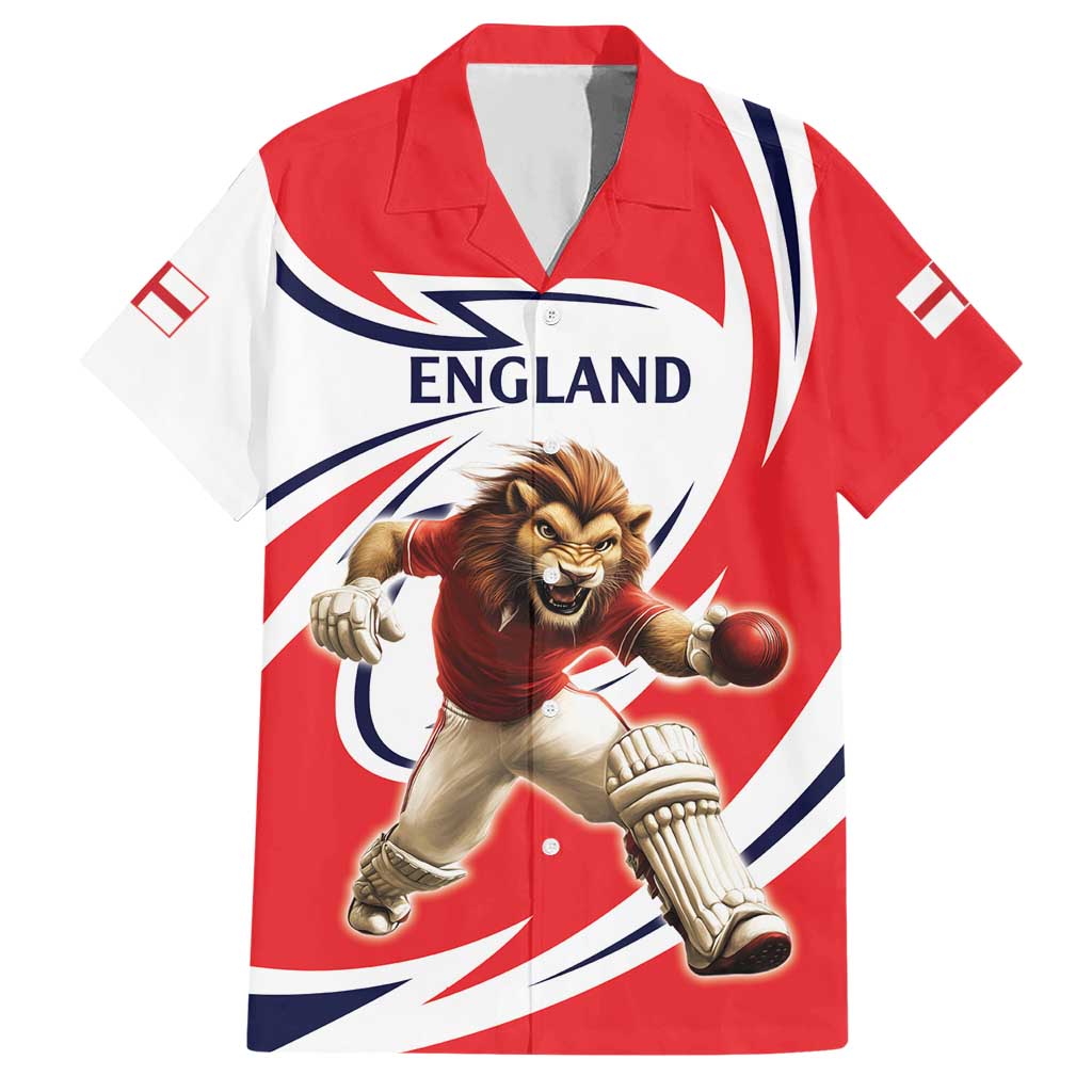 England Lion Mascot Cricket Custom Hawaiian Shirt Unique Pattern