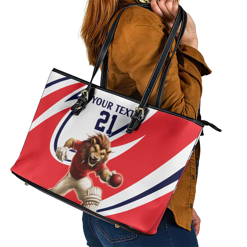 England Lion Mascot Cricket Custom Leather Tote Bag Unique Pattern