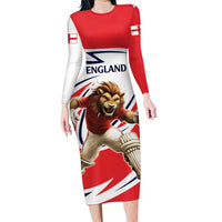 England Lion Mascot Cricket Custom Long Sleeve Bodycon Dress Unique Pattern