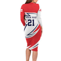 England Lion Mascot Cricket Custom Long Sleeve Bodycon Dress Unique Pattern