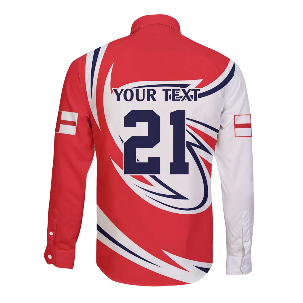 England Lion Mascot Cricket Custom Long Sleeve Button Shirt Unique Pattern