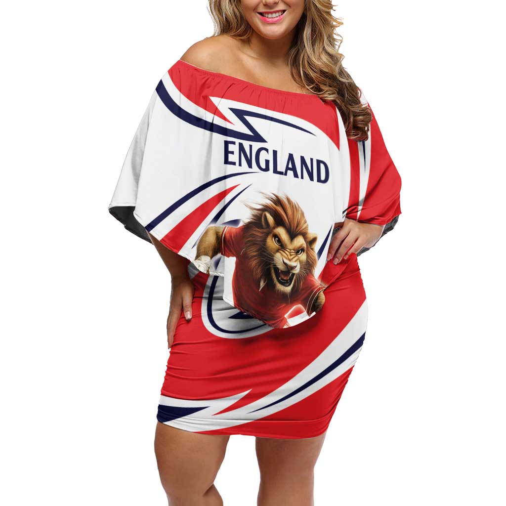 England Lion Mascot Cricket Custom Off Shoulder Short Dress Unique Pattern