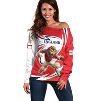 England Lion Mascot Cricket Custom Off Shoulder Sweater Unique Pattern