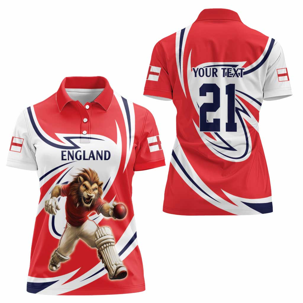 England Lion Mascot Cricket Custom Women Polo Shirt Unique Pattern