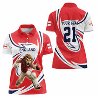 England Lion Mascot Cricket Custom Women Polo Shirt Unique Pattern