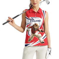 England Lion Mascot Cricket Custom Women Sleeveless Polo Shirt Unique Pattern