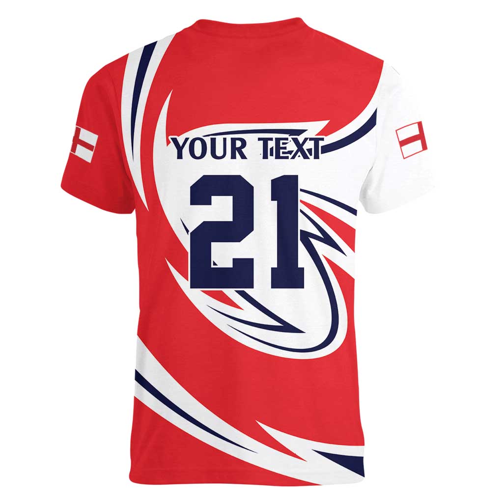 England Lion Mascot Cricket Custom Women V-Neck T-Shirt Unique Pattern