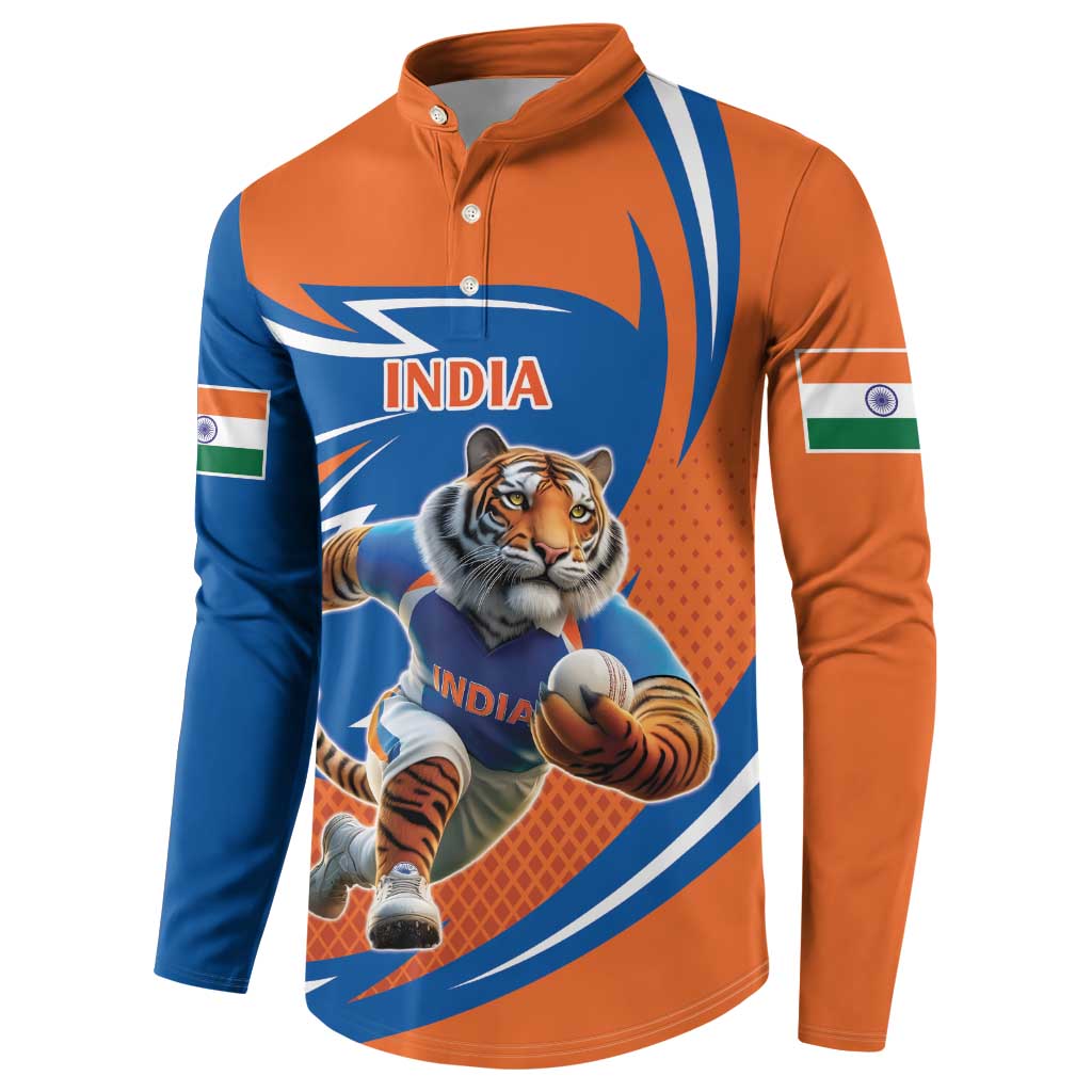 Indian Bengal Tiger Cricket Custom Button Sweatshirt Unique Pattern