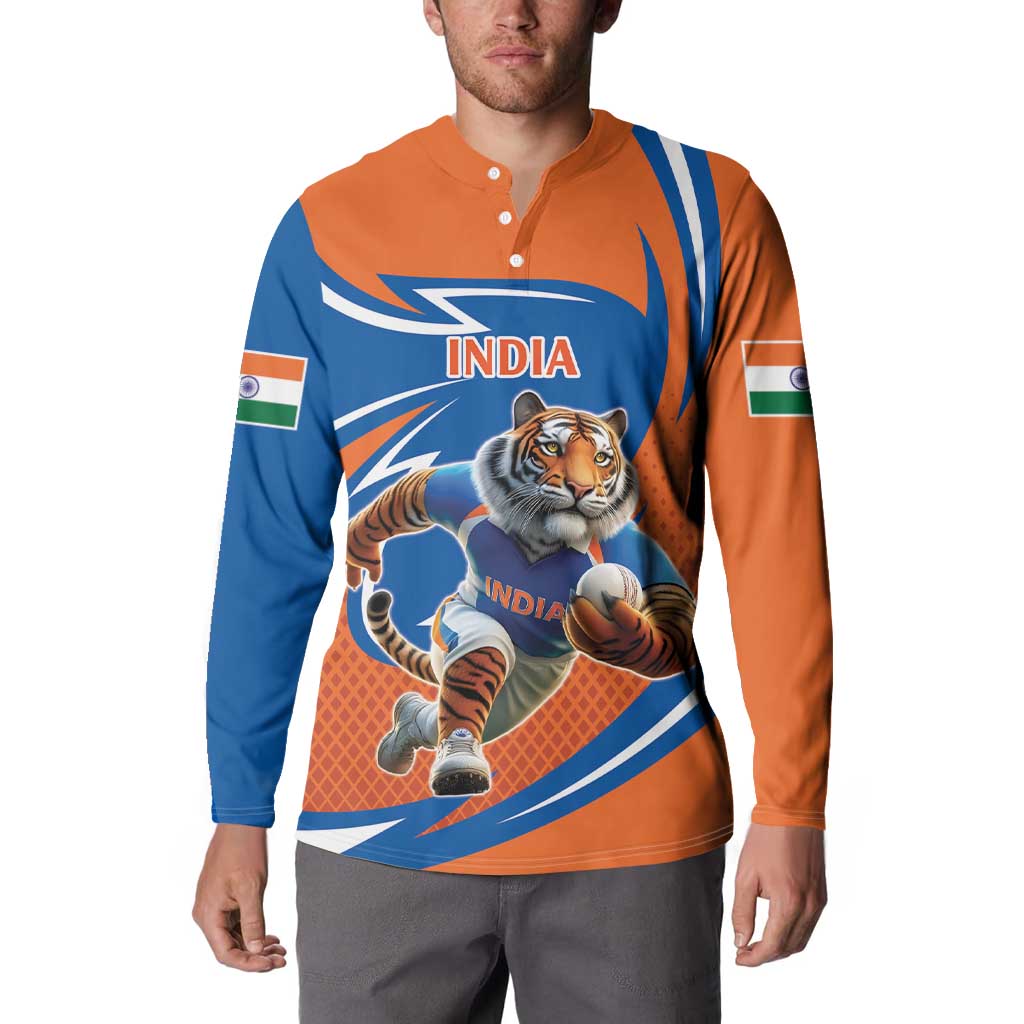 Indian Bengal Tiger Cricket Custom Button Sweatshirt Unique Pattern