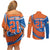 Indian Bengal Tiger Cricket Custom Couples Matching Off Shoulder Short Dress and Long Sleeve Button Shirt Unique Pattern